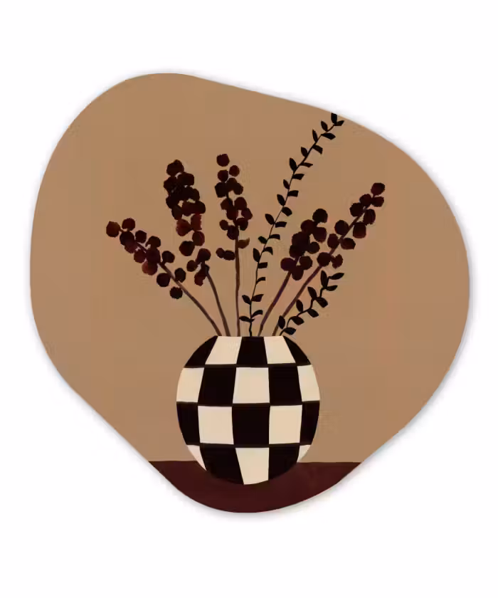 Organisch schilderij - Forex - Minimalistisch - Vaas - Bloemen - Bruin