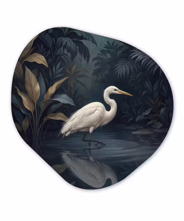 Organisch schilderij - Forex - Reiger - Water - Natuur - Modern - Wit