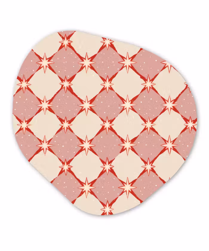 Organisch schilderij - Forex - Ruiten - Sterren - Vintage - Oudroze - Rood