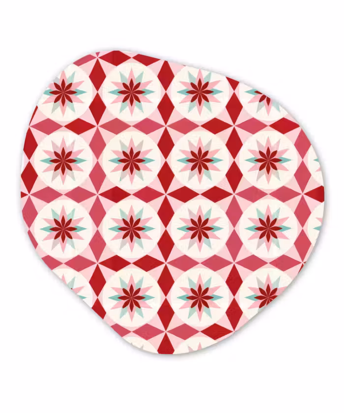 Organisch schilderij - Forex - Tegelpatroon - Sterren - Retro - Roze - Mintgroen