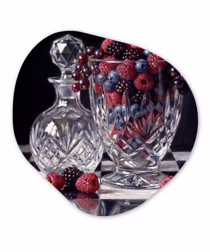 Organisch schilderij - Glas - Bessen - Kristal - Stilleven