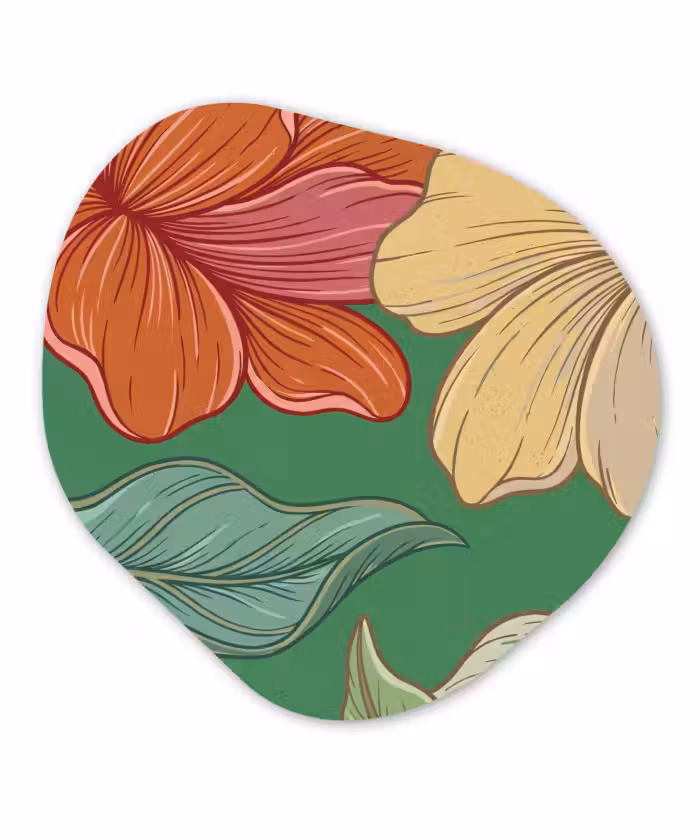 Organisch schilderij - Glas - Bloemen - Groen - Illustratie