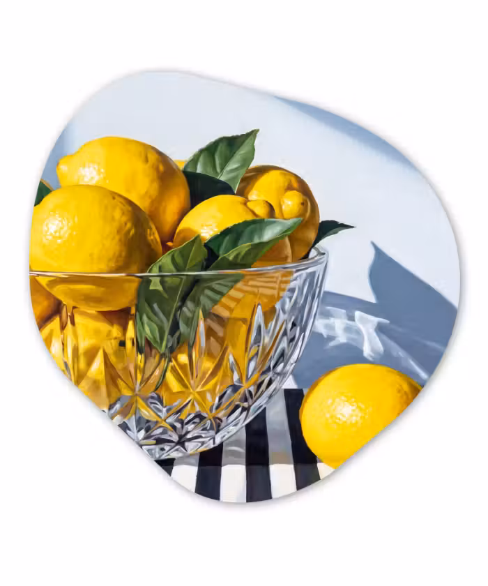Organisch schilderij - Glas - Citroenen - Fruit - Geel
