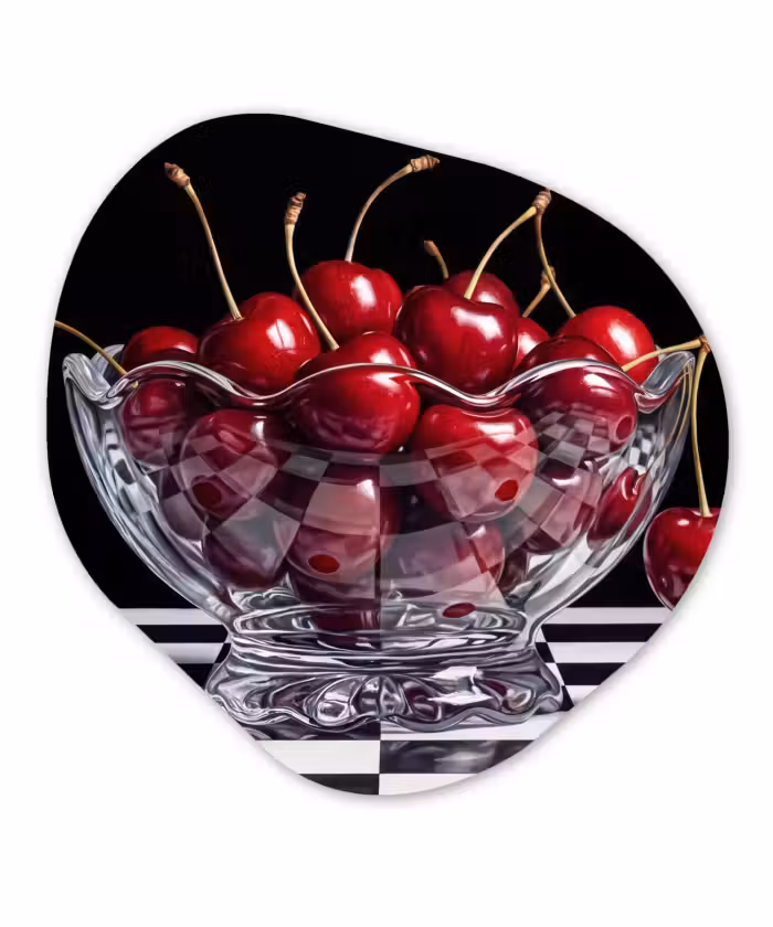 Organisch schilderij - Glas - Eten - Kersen - Rood
