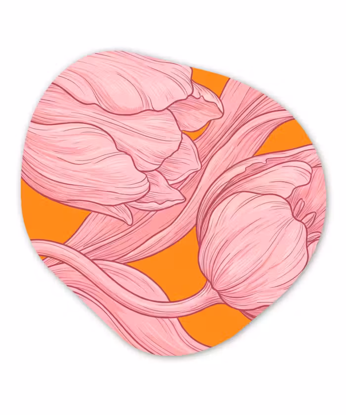 Organisch schilderij - Glas - Roze bloemen - Modern