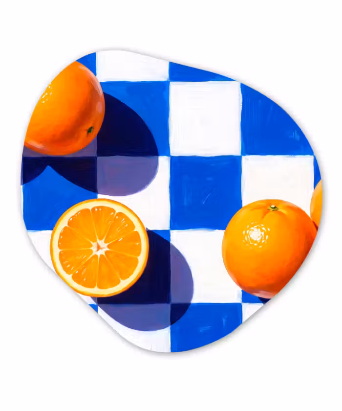 Organisch schilderij - Glas - Sinaasappel - Geruit - Eten