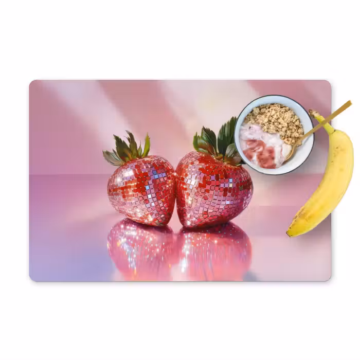 Placemat - 6 stuks - Disco - Fruit - Glitter - Strawberry