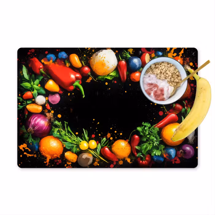 Placemat - 6 stuks - Groente - Graffiti - Kleurrijk - Koken - Abstract