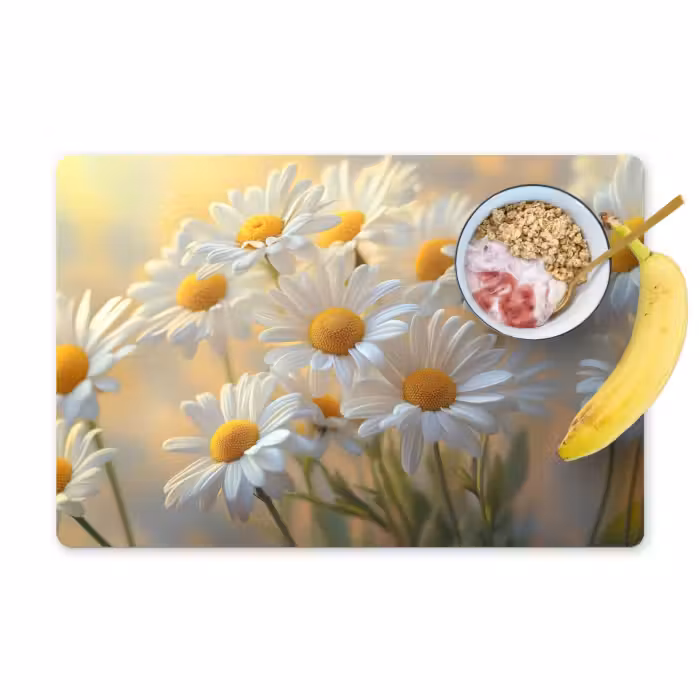 Placemat - 6 stuks - Madeliefjes - Wit - Zonlicht