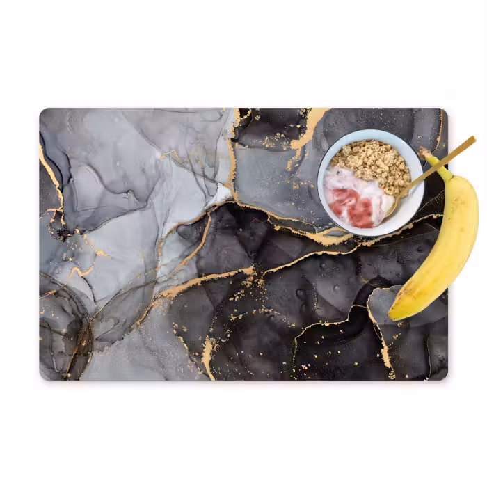 Placemat - 6 stuks - Marmer - Abstract - Goud - Grijs