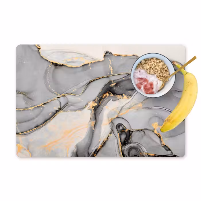 Placemat - 6 stuks - Marmer - Goud - Grijs