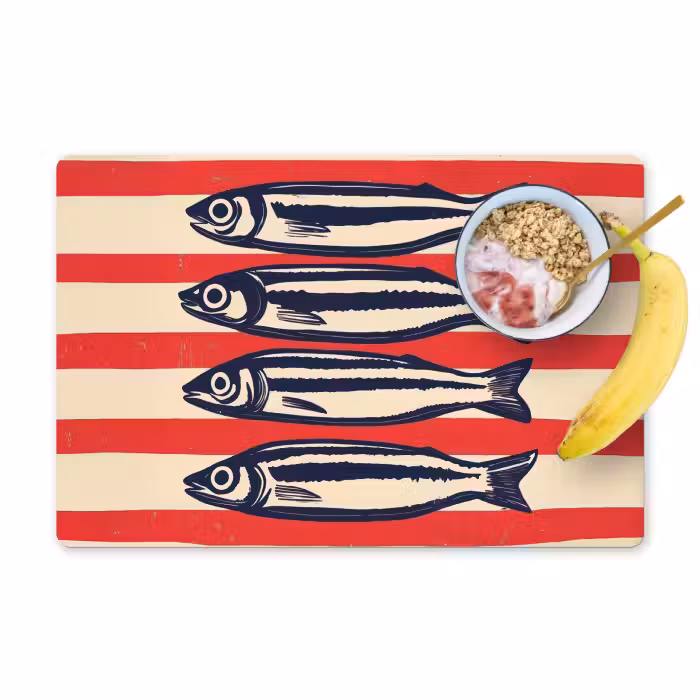 Placemat - 6 stuks - Sardines - Rood en beige strepen