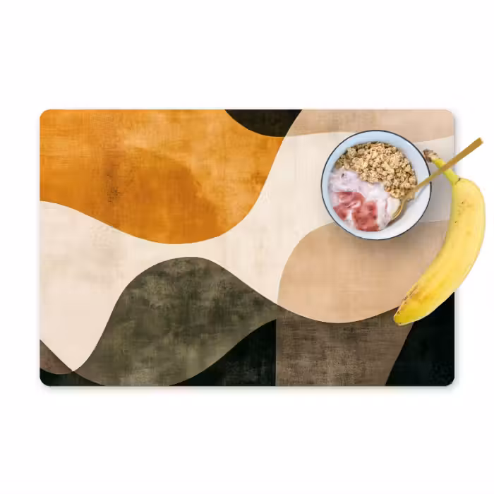 Placemat - 6 stuks - Vormen - Okergeel - Abstract