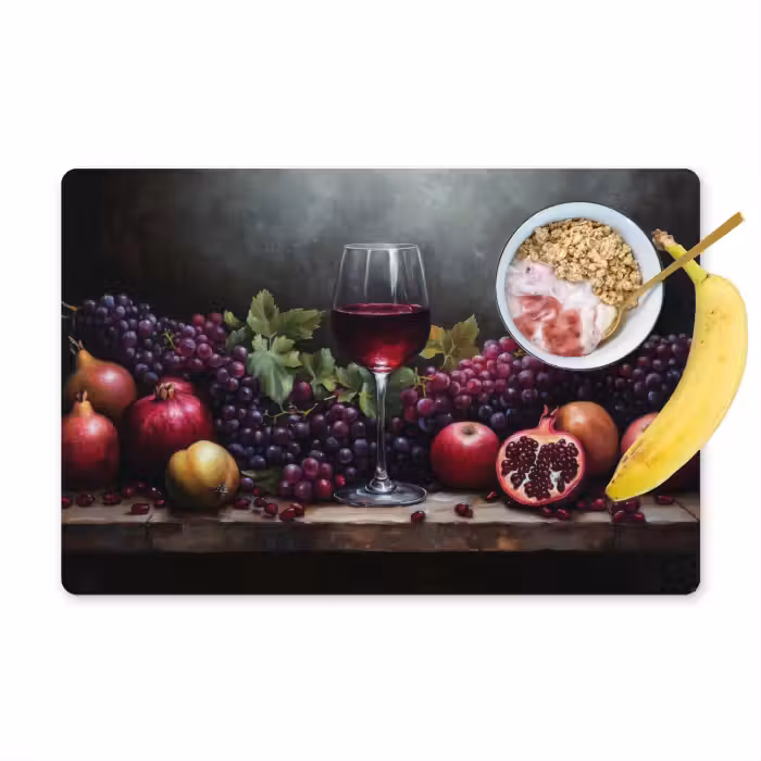Placemat - 6 stuks - Wijn - Fruit - Stilleven