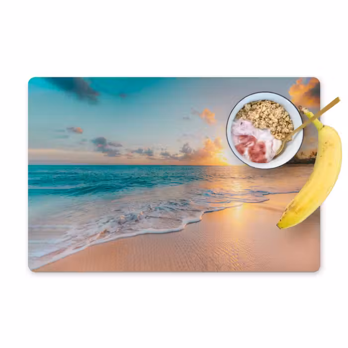 Placemat - 6 stuks - Zonsondergang - Strand - Zee - Zomer - Blauw