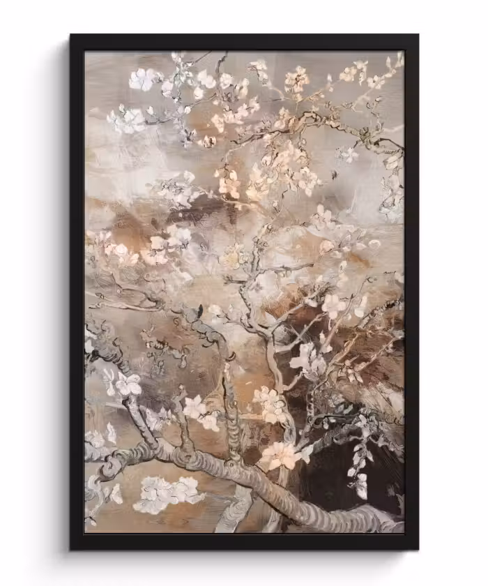 Poster met lijst - Amandelbloesem - Kunst - Van Gogh - Beige - Abstract