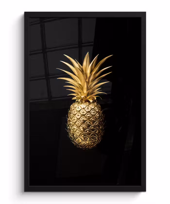 Poster met lijst - Ananas - Zwart - Goud - Luxe