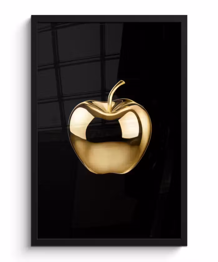 Poster met lijst - Appel - Goud - Chrome - Zwart