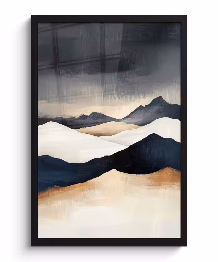 Poster met lijst - Bergen - Donkerblauw - Landschap