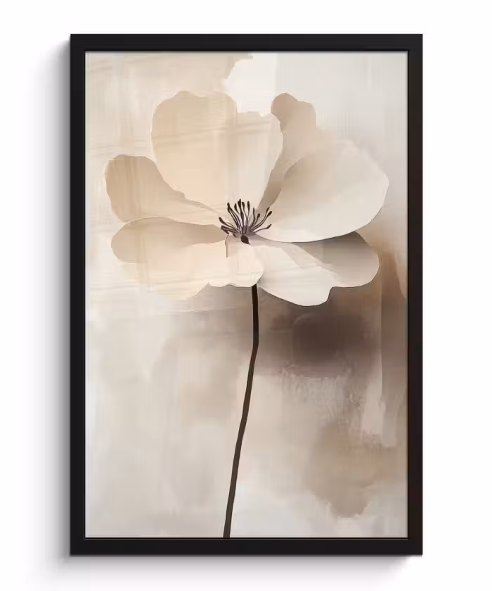 Poster met lijst - Bloem - Beige - Verf - Schaduw