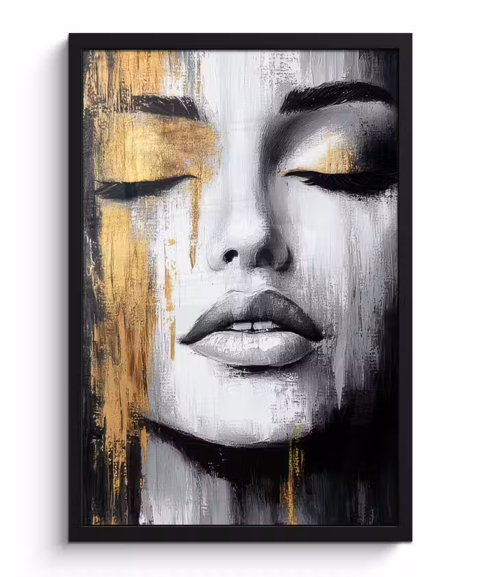 Poster met lijst - Gezicht - Vrouw - Penseelstreken - Abstract