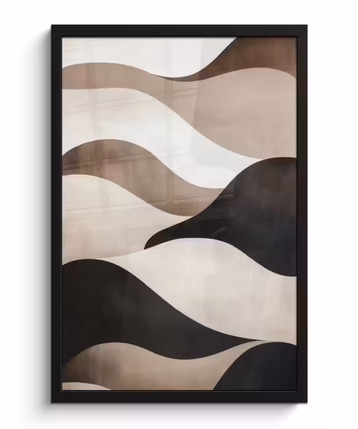 Poster met lijst - Golven - Abstract - Beige