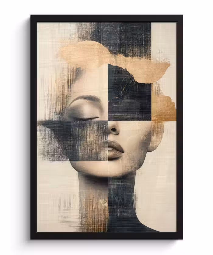 Poster met lijst - Goud - Vrouw - Rechthoeken