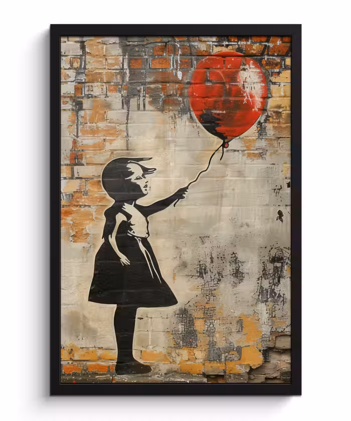 Poster met lijst - Graffiti - Banksy - Meisje - Street art