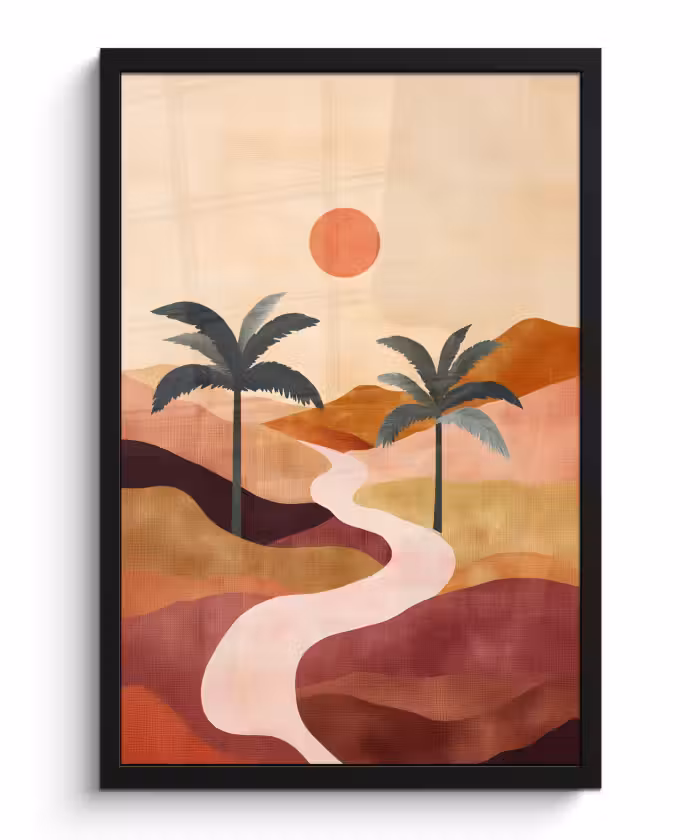 Poster met lijst - Heuvels - Palmbomen - Abstract