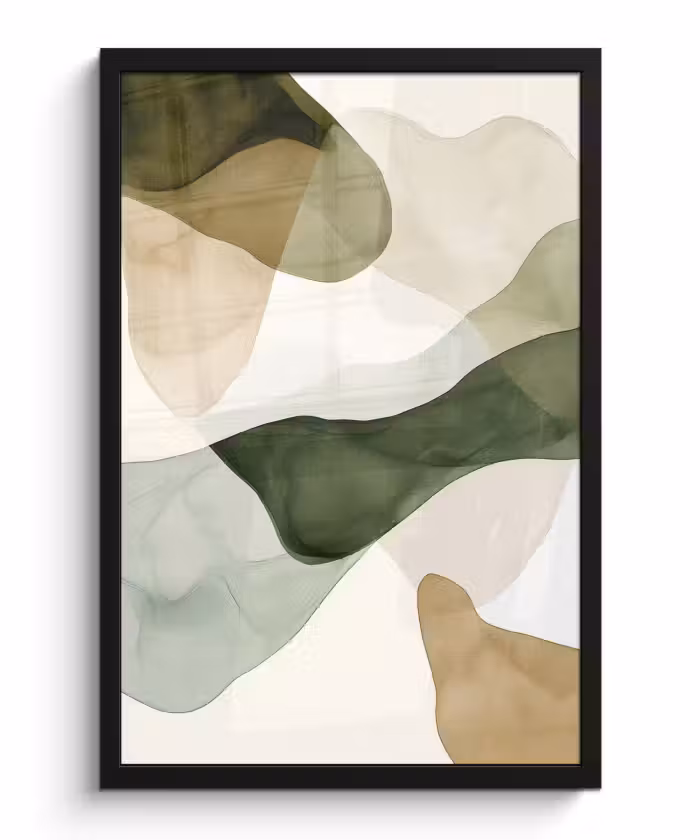 Poster met lijst - Japandi - Abstract - Groen