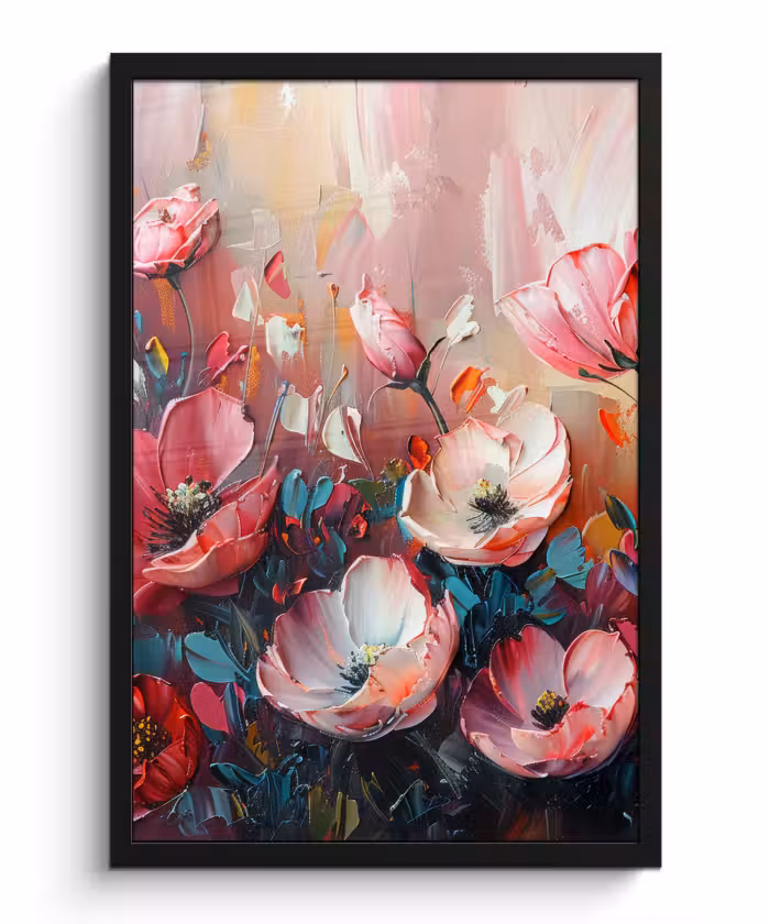 Poster met lijst - Klaprozen - Roze - Bloemen - Botanisch - Kunst