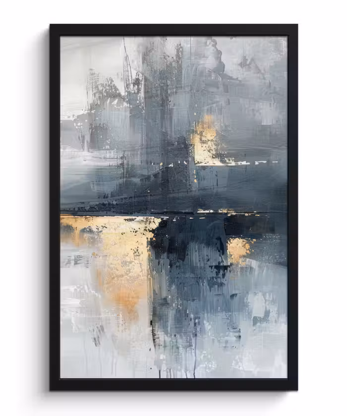 Poster met lijst - Kunst - Grijs - Goud - Abstract
