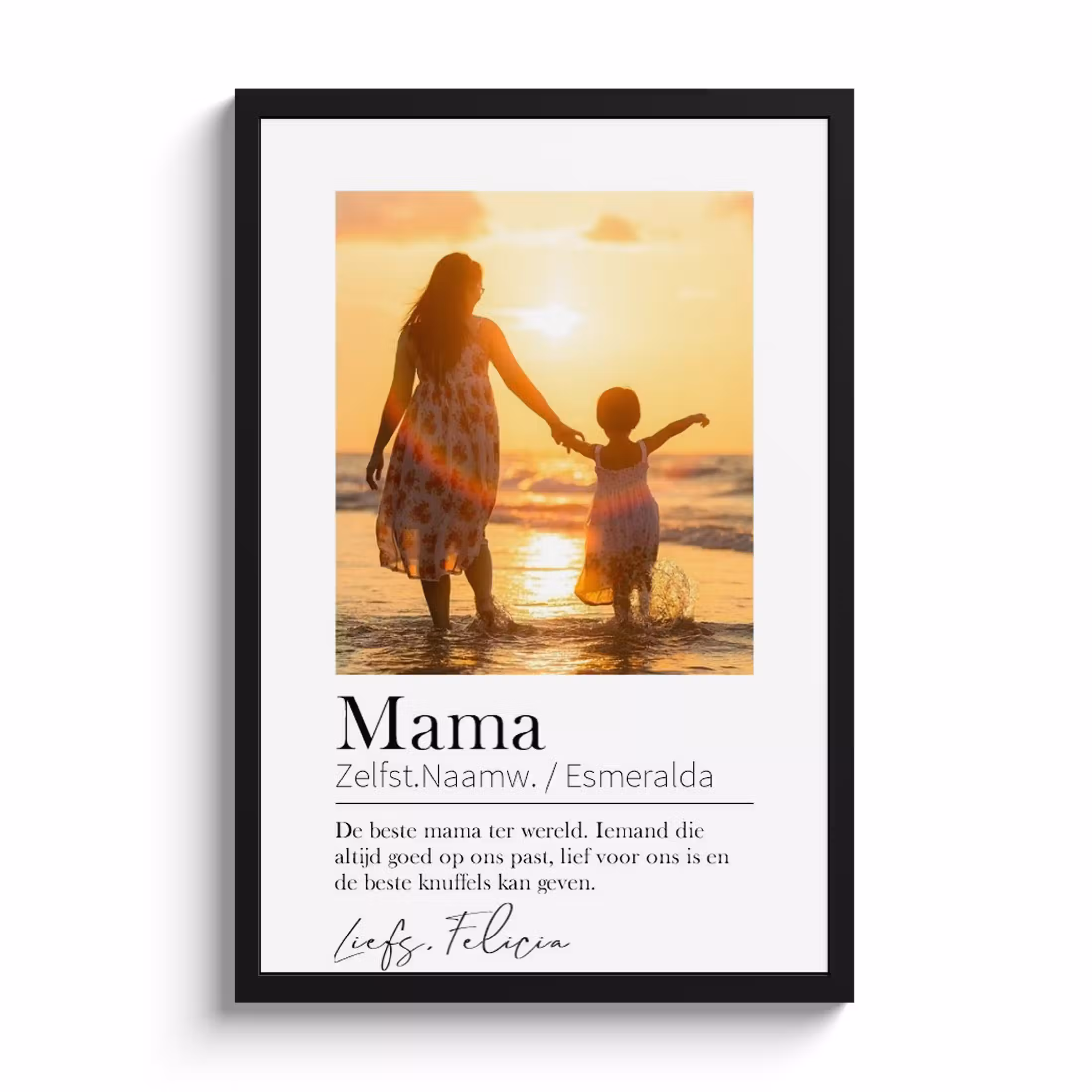 Poster met lijst - Mama betekenis 1 foto