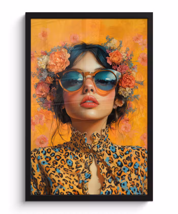 Poster met lijst - Vrouw - Bloemen - Aesthetic - Oranje