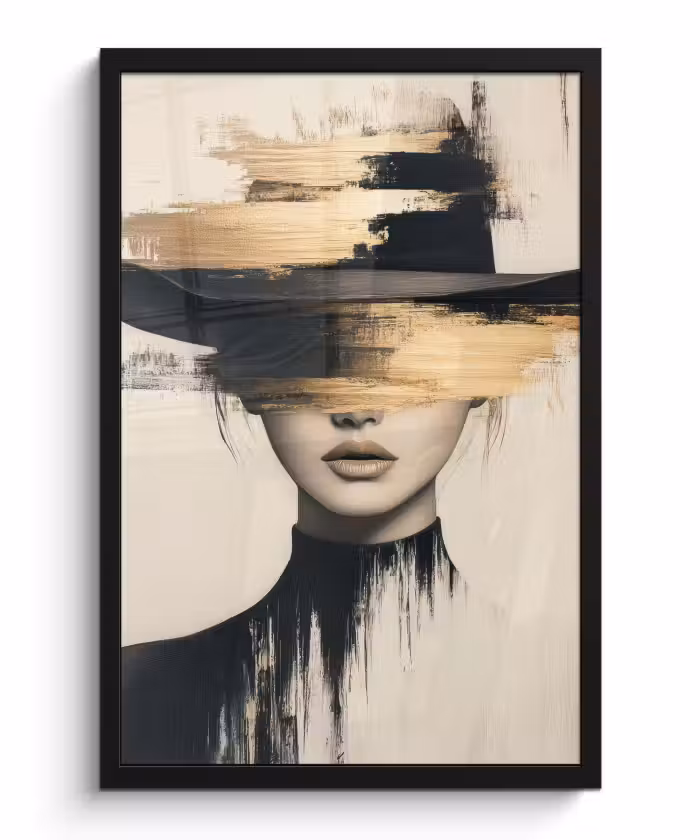 Poster met lijst - Vrouw - Hoed - Verf