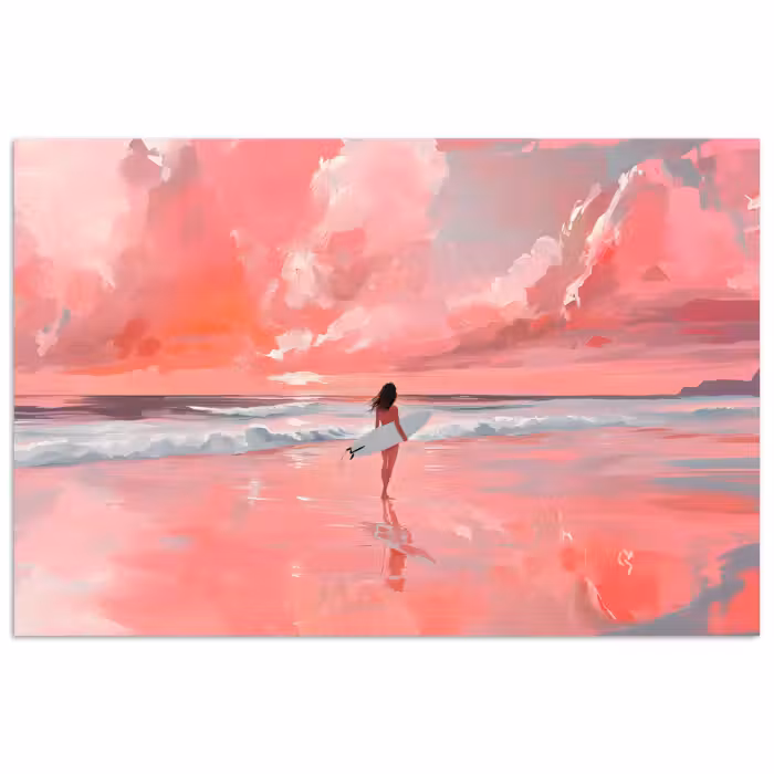 Poster - Roze - Surfen - Zee