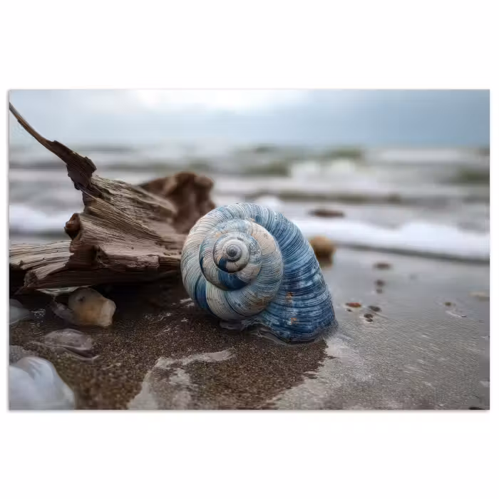 Poster - Schelp - Strand - Blauw - Zee