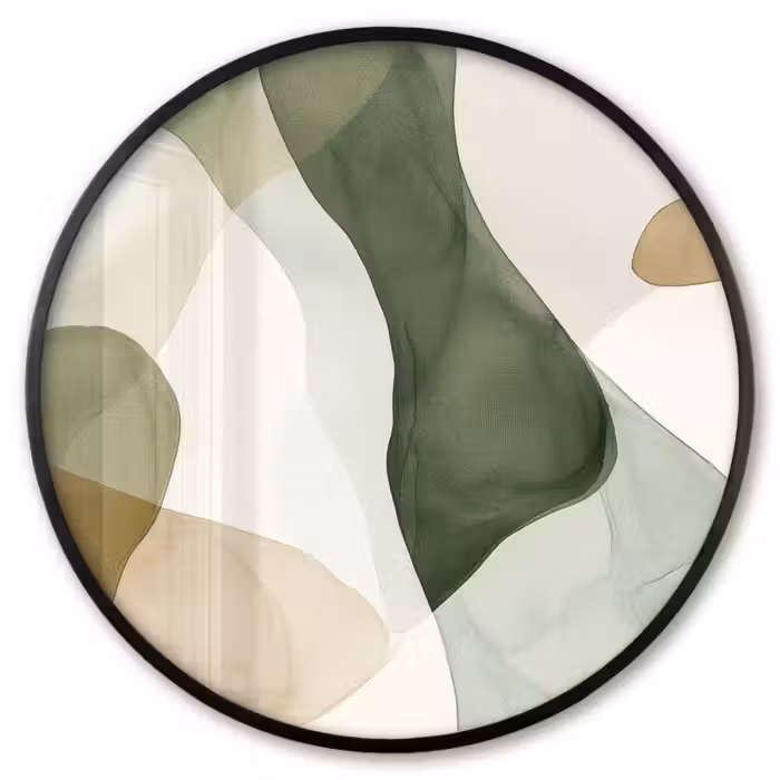 Ronde fotolijst - Japandi - Abstract - Groen