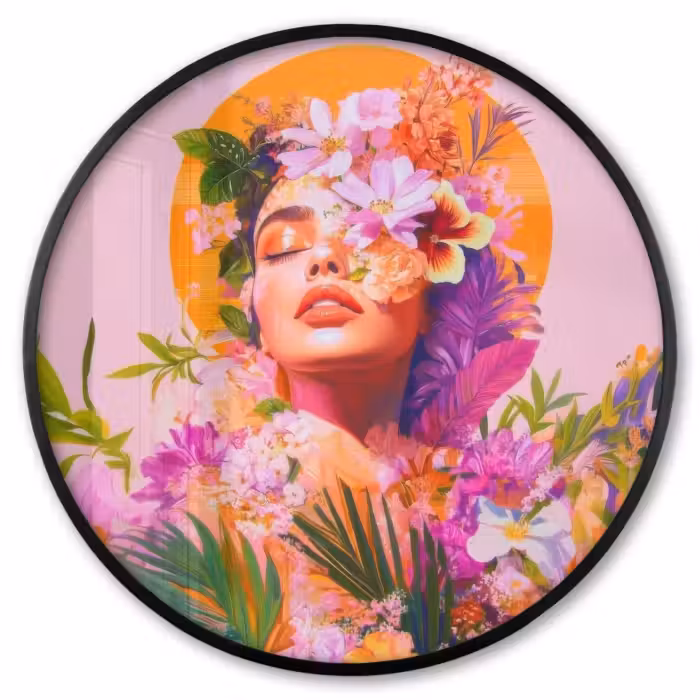 Ronde fotolijst - Vrouw - Abstract - Cirkel - Bloemen