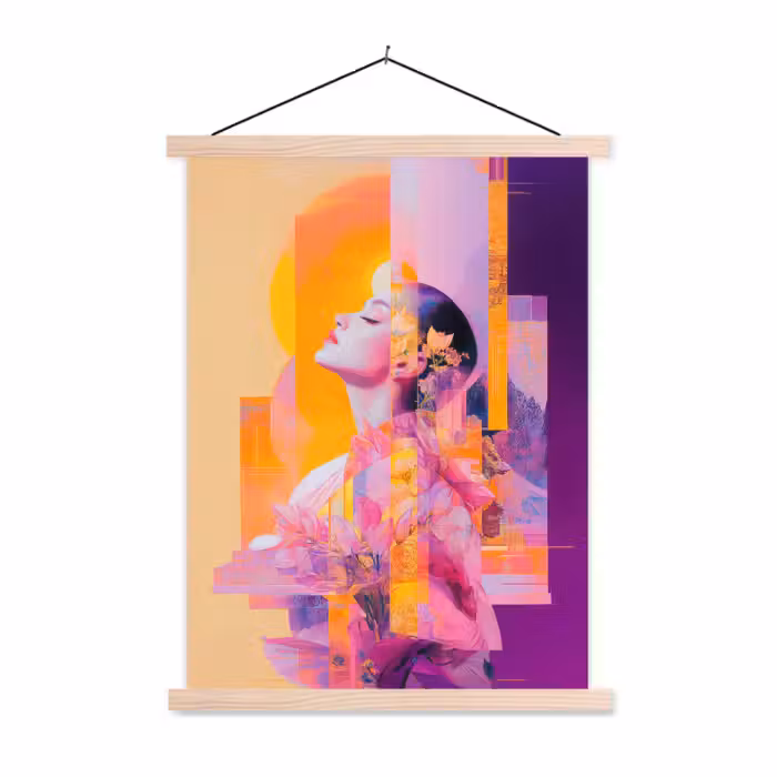 Schoolplaat - Abstract - Portret - Vrouw - Kleurrijk