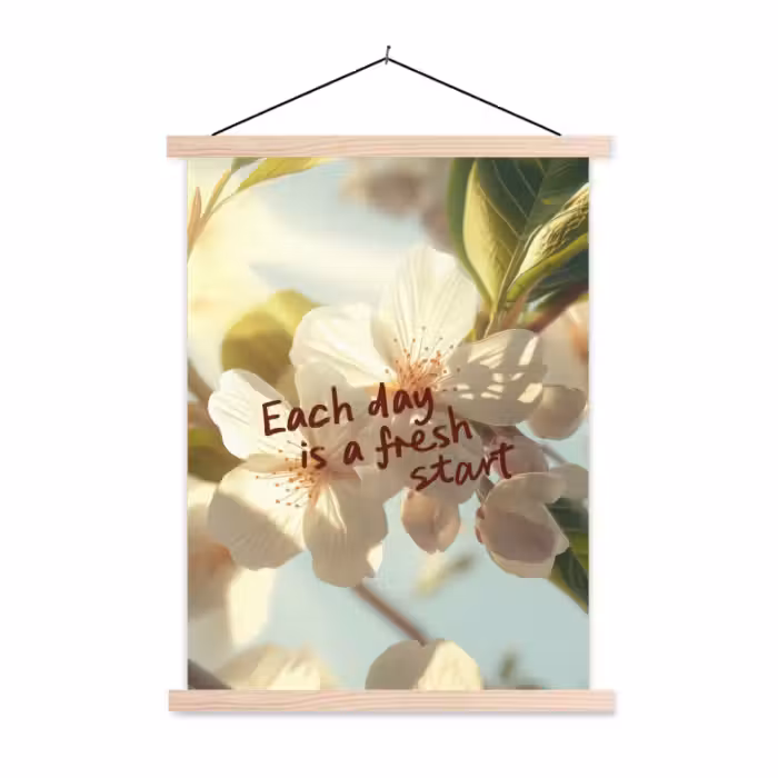 Schoolplaat - Bloesems - Zonlicht - Quote - Wit
