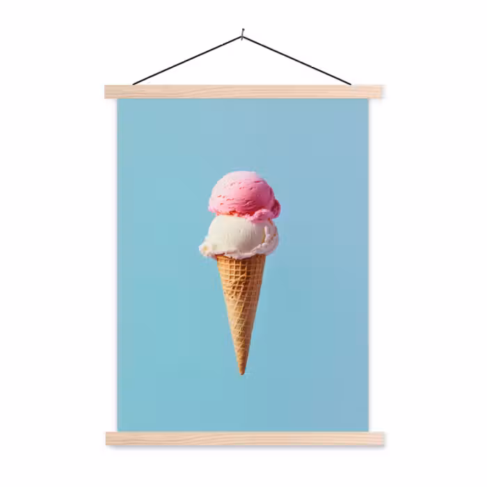 Schoolplaat - Bolletjes - Schepijs - Hoorntje - Blauw