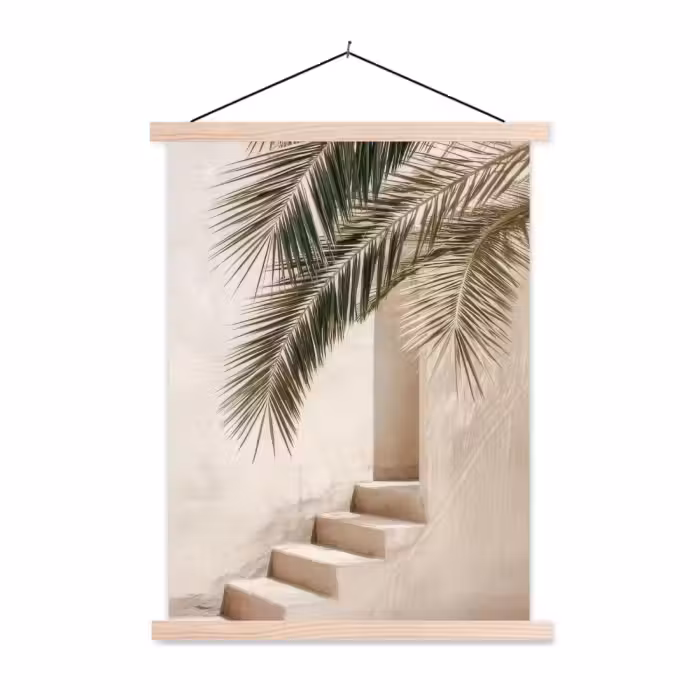 Schoolplaat - Palmboom - Schaduw - Trap - Beige
