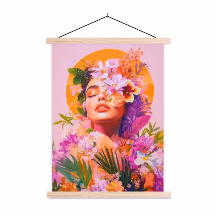 Schoolplaat - Vrouw - Abstract - Cirkel - Bloemen