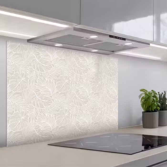 Spatscherm keuken - Bladeren - Beige - Monstera - Palm