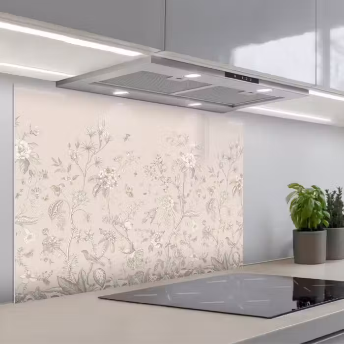 Spatscherm keuken - Bloemen - Beige - Botanisch - Vintage