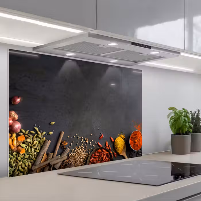 Spatscherm keuken - Stilleven van Specerijen en Aroma's