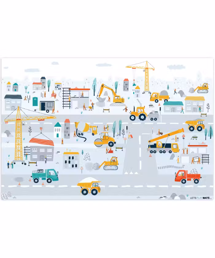 Speelkleed - Bouwplaats - Tractor - Graafmachine - Auto - Design