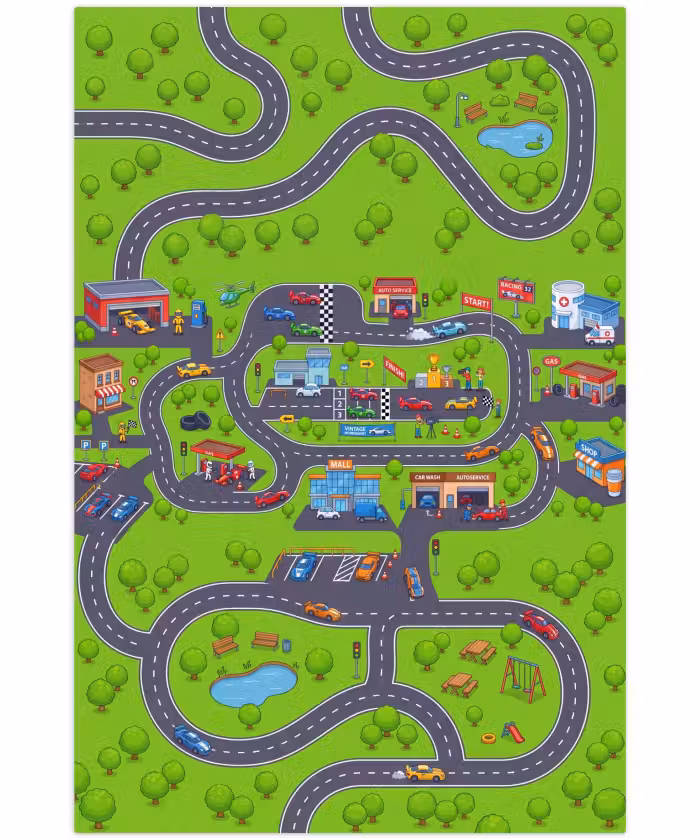Speelkleed - Circuit - Auto - Cartoon