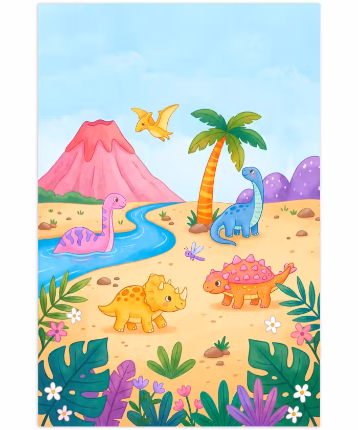 Speelkleed - Dinosaurus - Jungle - Illustratie